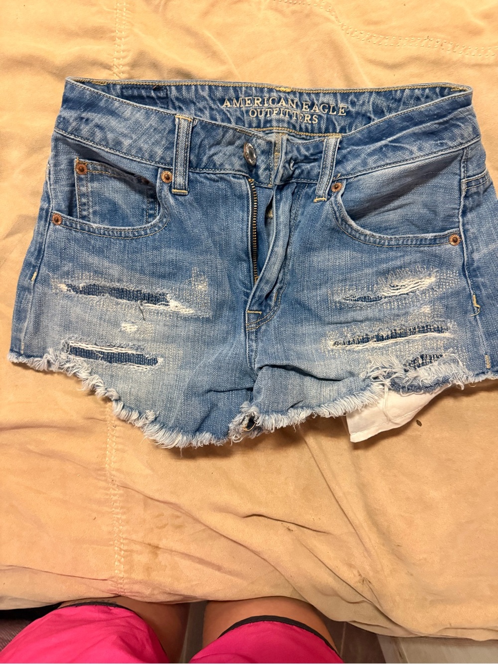 American Eagle Outfitters Light Blue Distressed Denim Cutoff Shorts